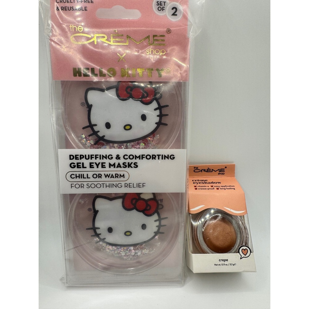 The Creme Shop Hello Kitty Gel Eye Masks & Crepe Crème Eyeshadow Bundle NEW
